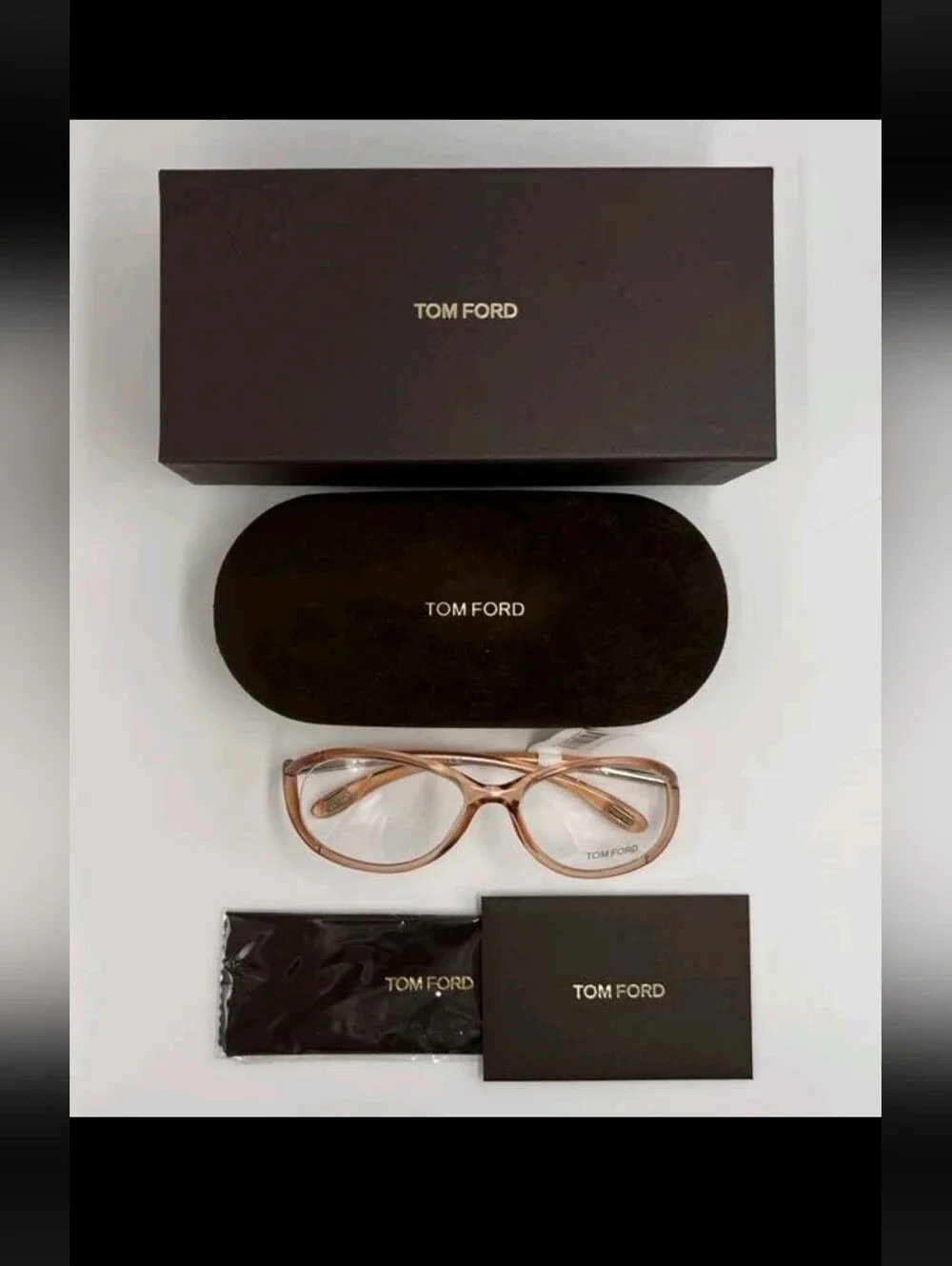 Tom Ford Peach-Tone Acetate Round Women's Optical Glasses Eyewear
